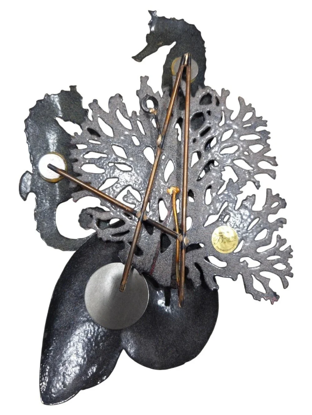 Vtg Bovano Enamel Copper Wall Art Sculpture Seahorses Coral Of Cheshire RARE